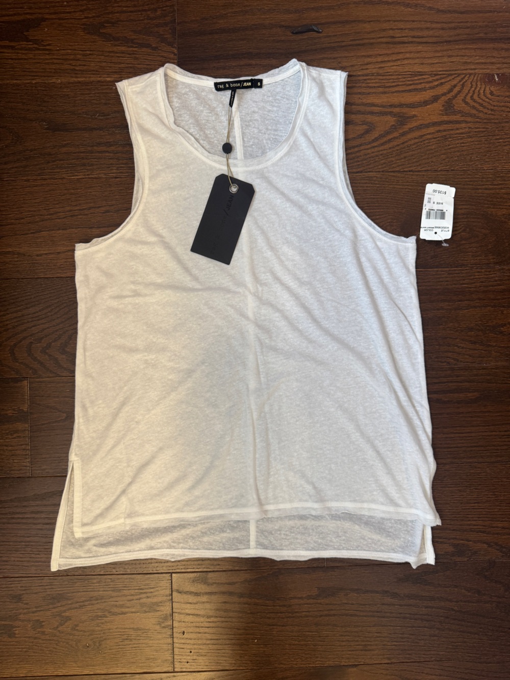 rag & bone White Sheer Cotton Tank Top